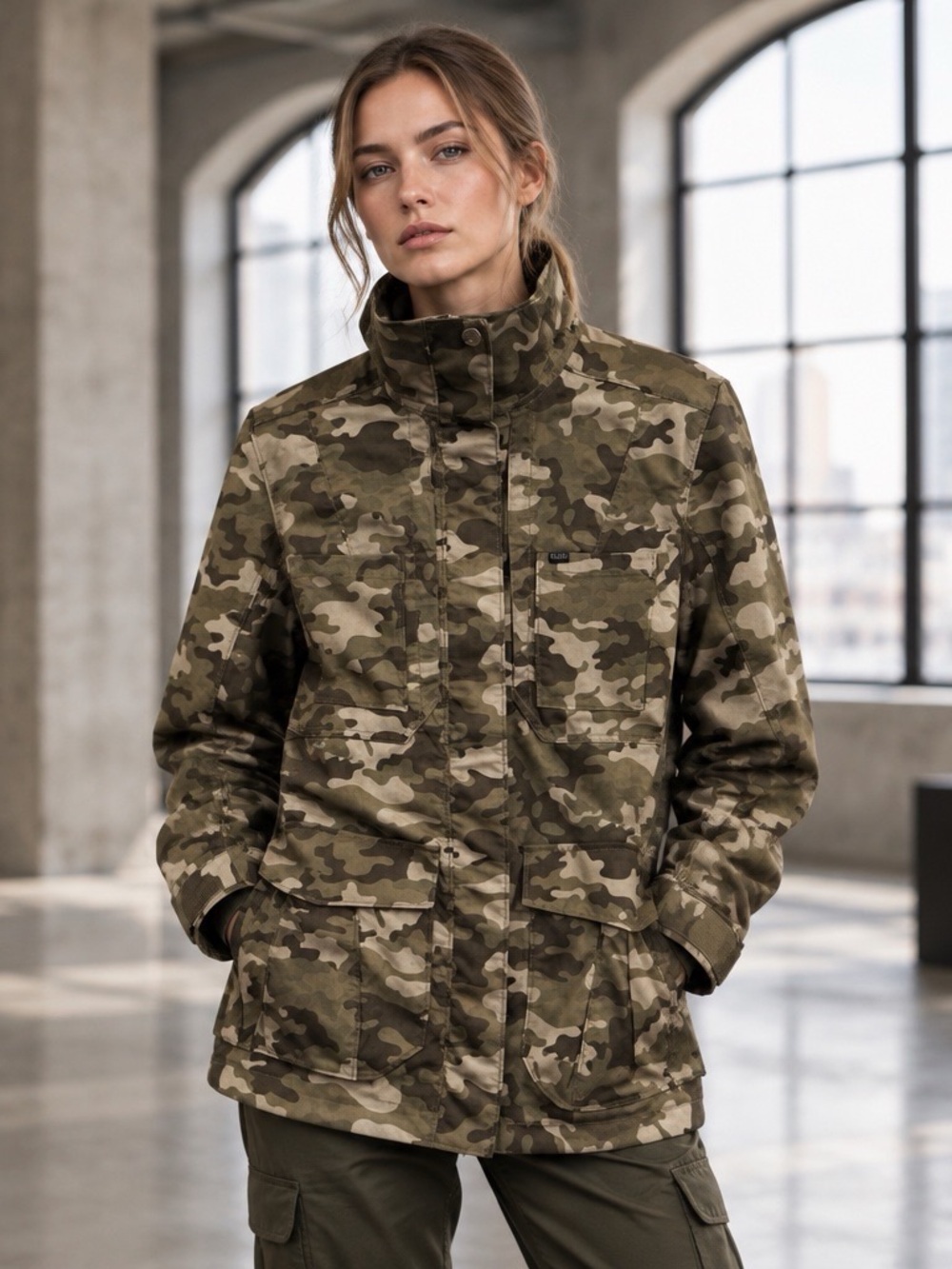 5.11 Tactical Women's Surplus Camo Utility Field Jacket Green Large NWOT